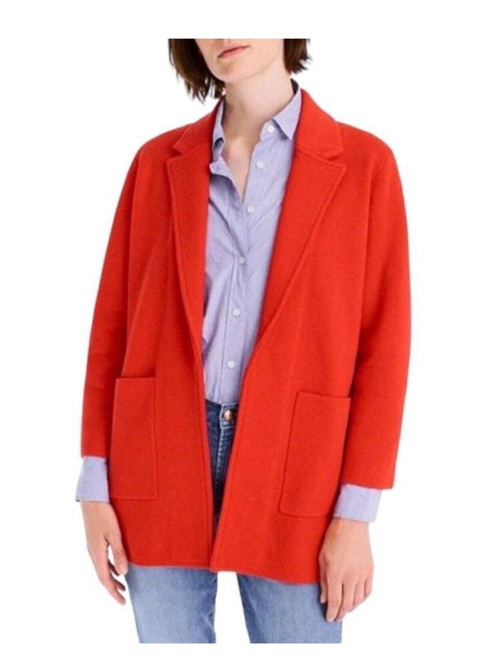 Women's Sophia Red Open-Front Coatigan - Casual Blazer Style